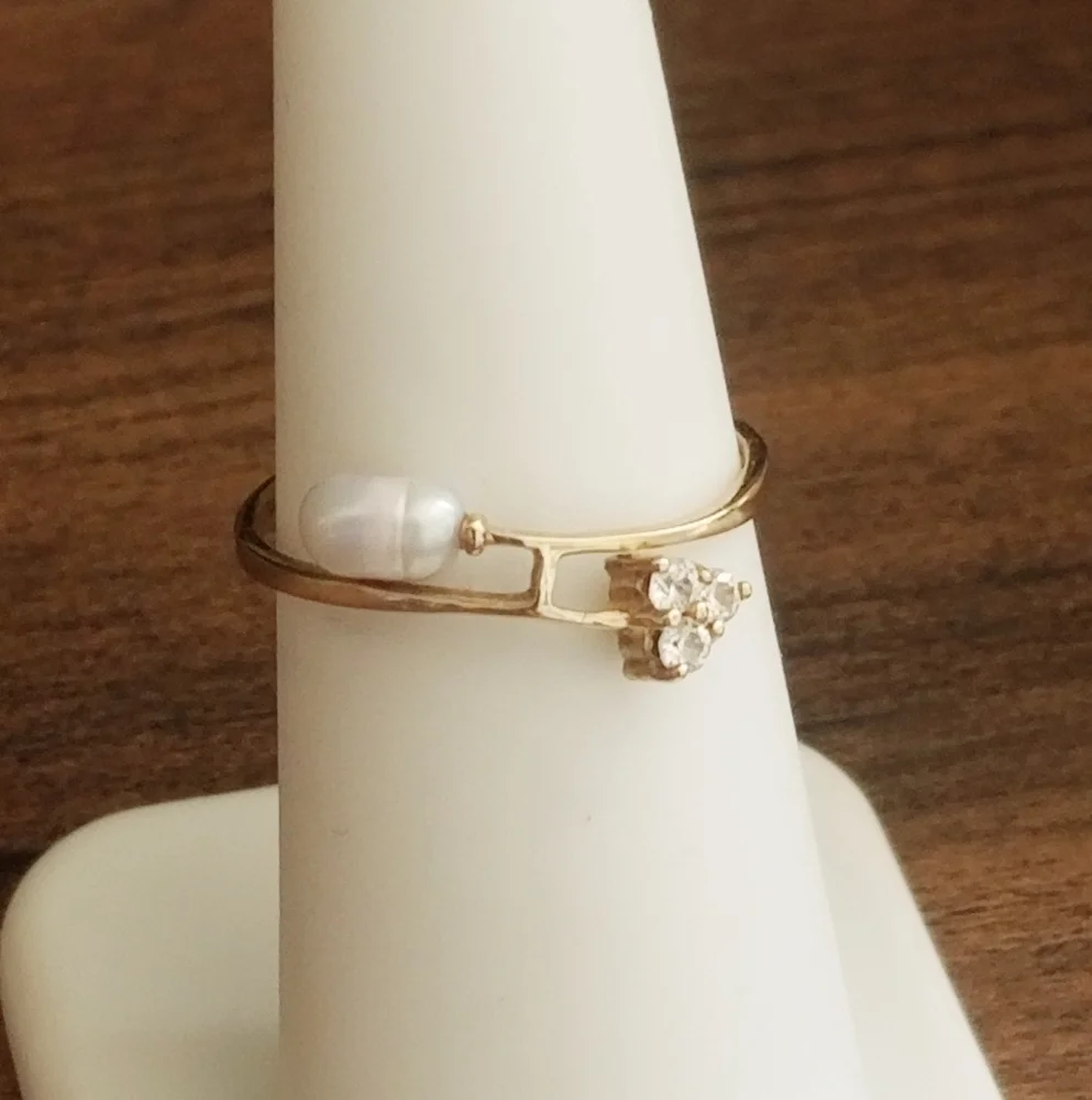 10K Gold Rice Pearl Ring - Picture 3 of 11